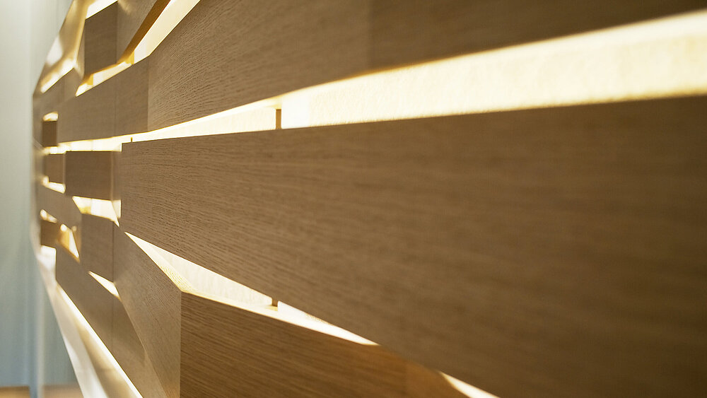 Faltwand, Detail. Innenausbauten, Innenarchitektur, Tischlerarbeiten, Handwerk