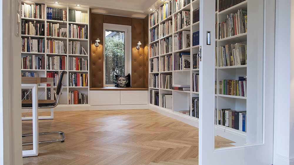 Villa, Bibliothek, Innenausbau, Tischlerarbeiten