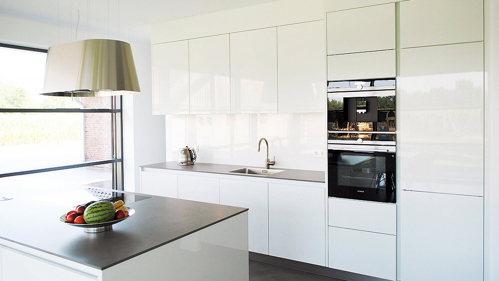 Küche, modern, hochglanz, weiß, Innenausbau, Tischler